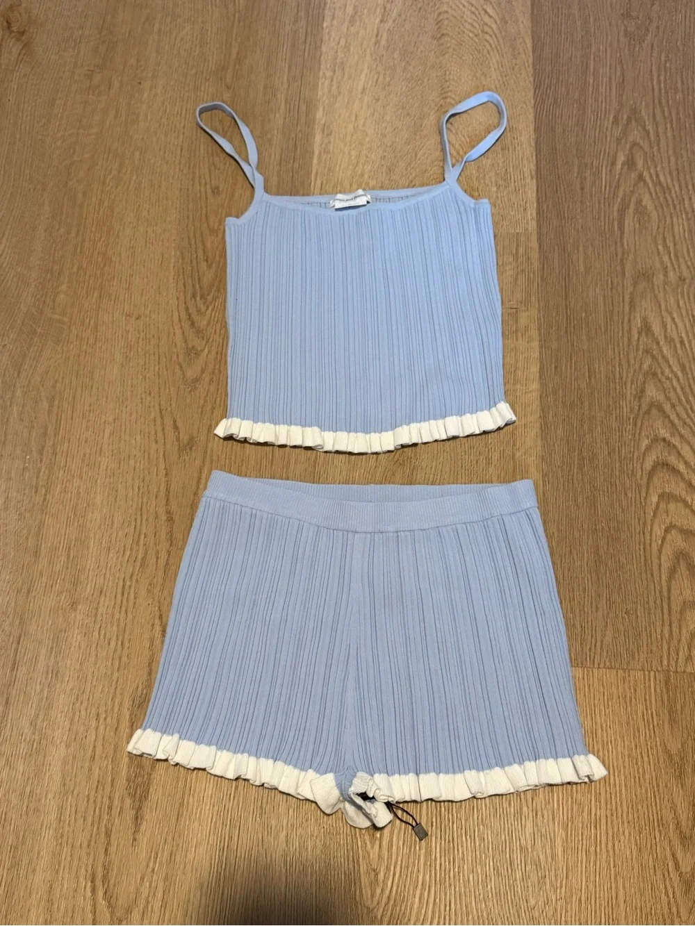 Lovers and friends Marna Rib Tank  and shorts in Light Blue